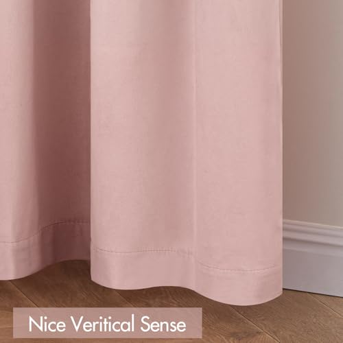 Light Pink Blackout Velvet Curtains Drapes 108 Inch Long 52"x108" (2 Count)
