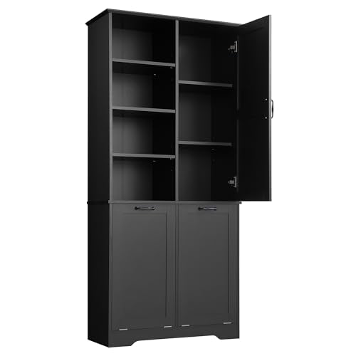 68" Tall Bathroom Storage Cabinet with Door and 2 Tilt