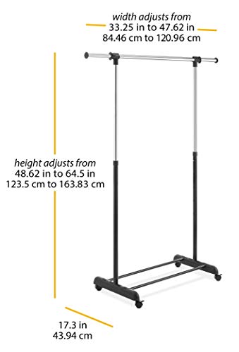 Adjustable Rolling Clothes Organizer Chrome Garment Rack