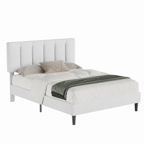 Full Size Bed Frame with Upholstered Headboard