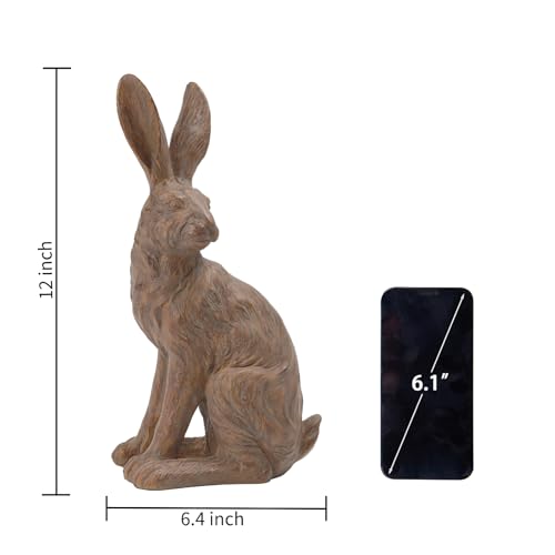 Outdoor Rabbit Garden Statue 12 Inch Brown Bunny Outdoor Decor