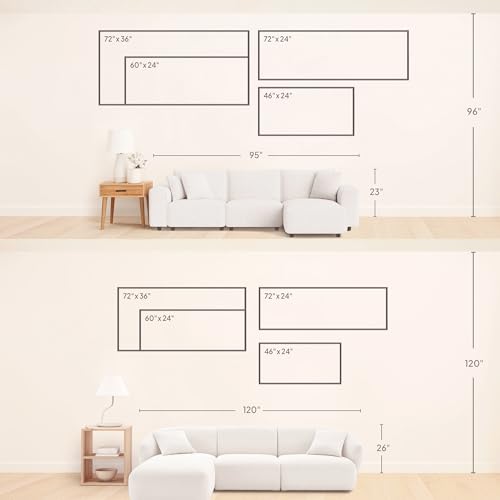 24"x46" Extra Large Framed Wall Art Soft Sand Wave Abstract Neutral Illustration for Home Living Room Bedroom Decor