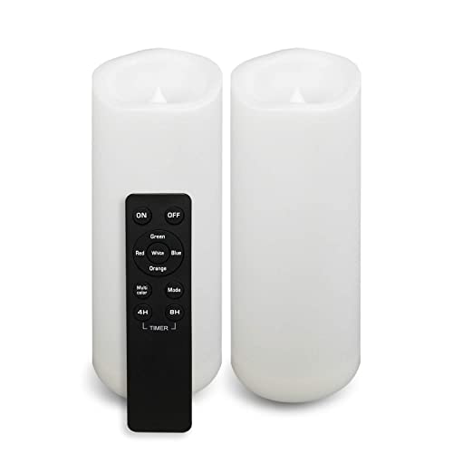 Waterproof Outdoor Color Changing Flameless Candles Remote Timer White Realistic Flickering Battery Operated Electric LED Pillars for Wedding Christmas Decoration Teen Girls 3”x8” 2PCS (2 Count)