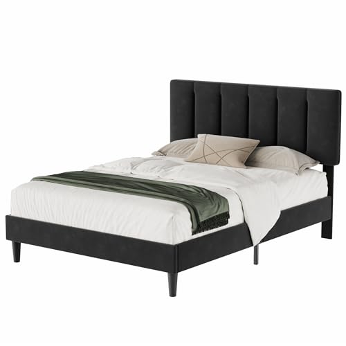 Full Size Bed Frame with Upholstered Headboard