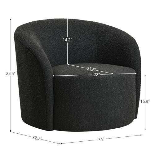 68" Boucle Loveseat Couch with 2 Swivel Barrel Chairs (3 Count)