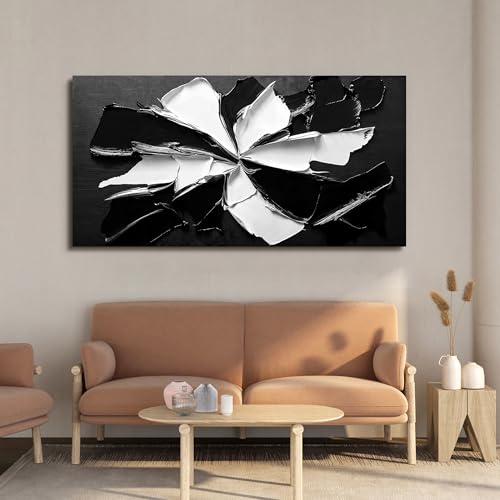 Abstract Wall Art Decor Modern Large Wall Art for Living Room Abstract Canvas Art Wall Decor Oversized Black and White Wall Art Prints Flowers Artwork for Walls Office Home Decorations 35" X 70"