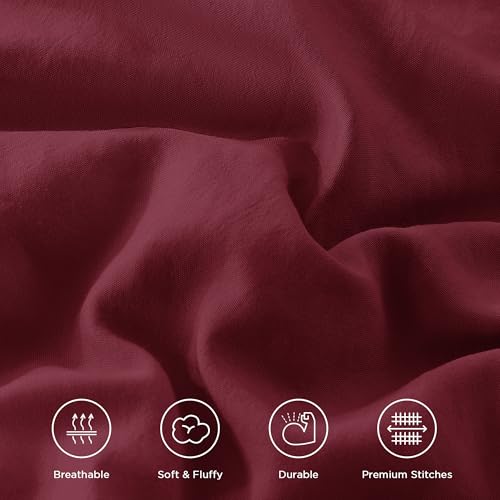 Burgundy Twin Size Ruffle Comforter Set