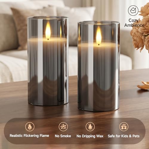 Grey Glass Flameless Candles