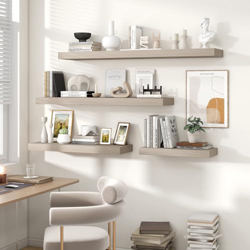 Floating Shelves 35.7" W x 10.3" D Grey Set of 2 (2 Count)