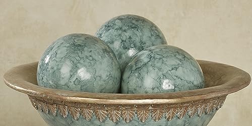 Cambria Aqua Marbled Orbs Sphere Balls 4 inches Diameter for Centerpiece Bowl and Tray Displays Set of Three Orbs Only