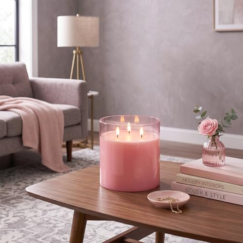 Pink Large Glass Flameless LED Candle