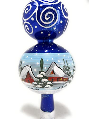 Spitz Glass Christmas Tree Topper Mouth Blown by Polish Artisans and Hand Decorated with Embellishments Made in Poland