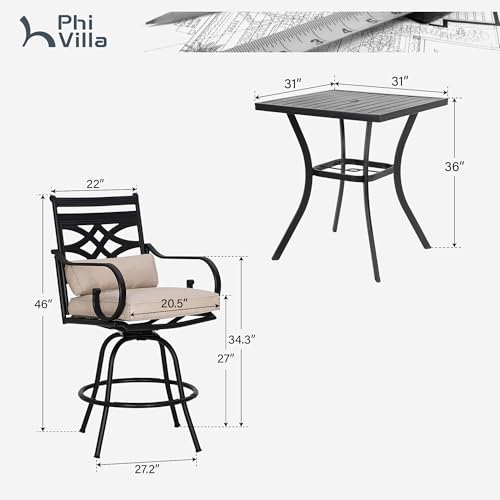 Patio Bar Set 3 PCS (3 Count)