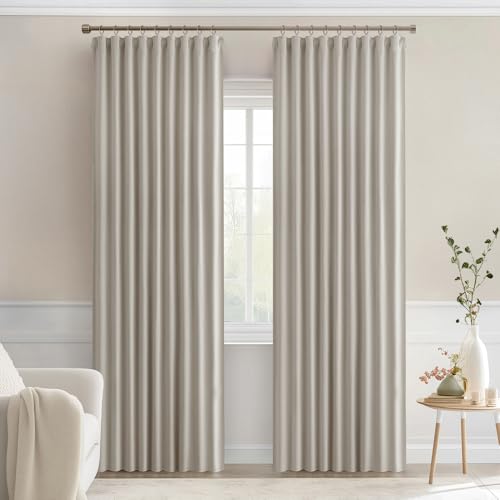 Natural Back Tab Blackout Curtains 52x84 Inch Length 2 Panels Set