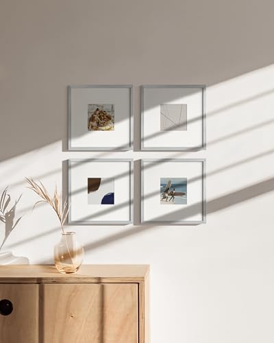 10x10 Silver Metal Picture Frames Matted to 5x5