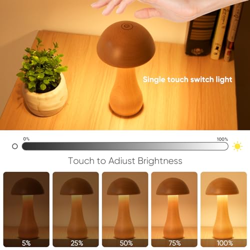 2 Pack Wooden Mushroom Lamp (2 Count)