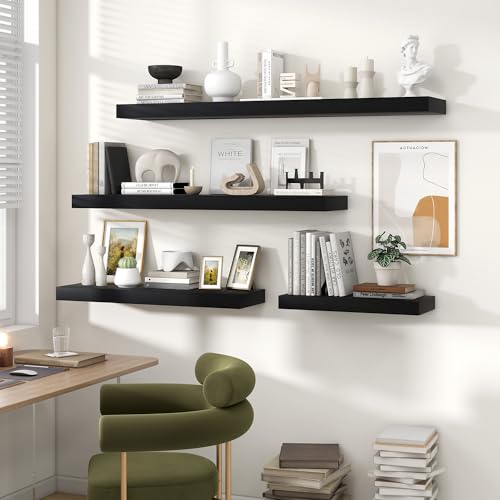 Floating Shelves 47.2" W x 10.3" D Black Set of 1