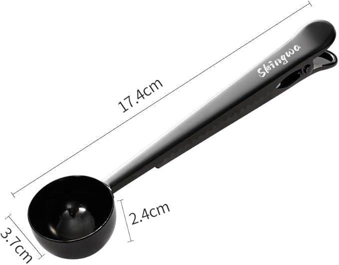 Coffee Scoop with Bag Clip, Multi-Function Milk Powder Measuring Spoon, 20ml (Black)
