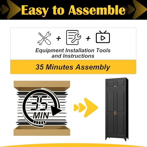 90”Metal Pantry Storage Cabinet with Doors & 4 Adjustable Shelves