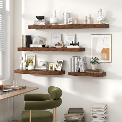Floating Shelves 55.1" W x 10.3" D Rustic Brown Set of 2 (2 Count)