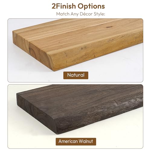 Wood Floating Shelves Live Edge 40” Set of 2 (2 Count)