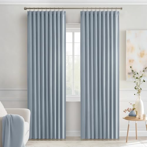 Light Blue Back Tab Blackout Curtains 52x84 Inch Length 2 Panels Set (2 Count)
