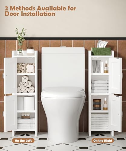 Small Bathroom Cabinet Narrow Toilet Paper Organizer White