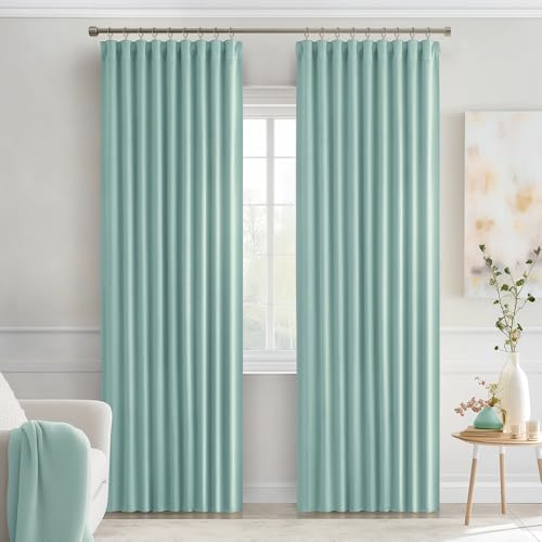 Aqua Back Tab Blackout Curtains 52x90 Inch Long 2 Panels Set (2 Count)