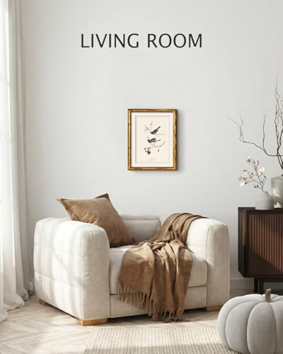 Bamboo Detail Design Gold Framed Wall Art Kitchen Decor