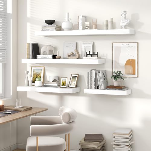 Floating Shelves 55.1" W x 10.3" D White Set of 2 (2 Count)