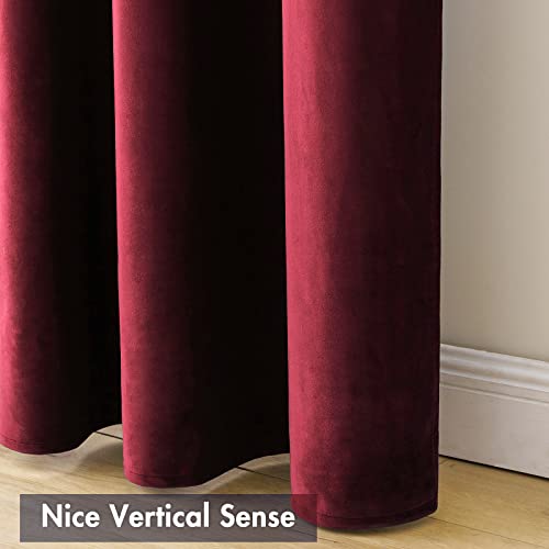 Burgundy Red Blackout Velvet Curtains Drapes 90 Inch Long 52"x90" (2 Count)