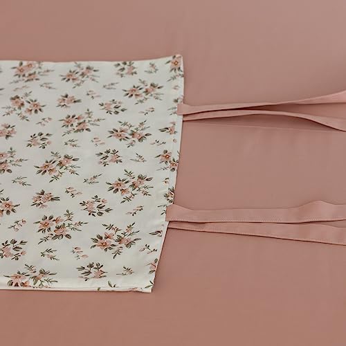Queen Comforter Set White and Pink Floral Comforter Set for Girls Vintage Garden Flower Leaves Bedding Comforter Set 1 Floral Blush Comforter with 2 Bow Ties Pillowcases Fluffy Botanical Comforter Set