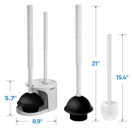 2Pack 3in1 Toilet Brush and Plunger Set (2 Count)