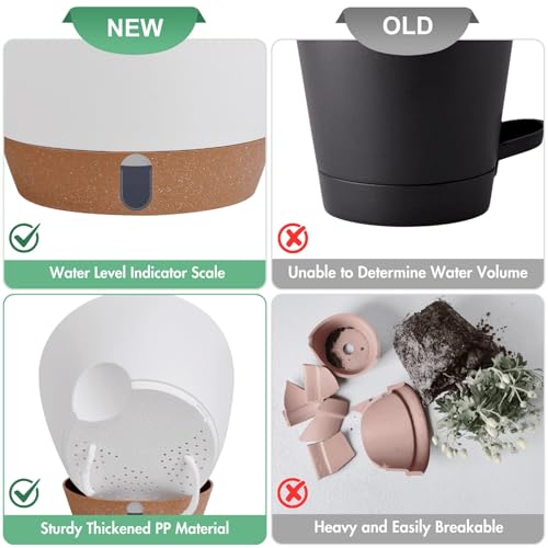 5 Pack Self Watering Flower Pots for Indoor Plants (5 Count)