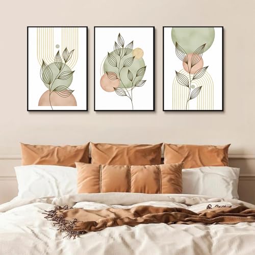 3Pcs Sage Green Boho Canvas Wall Art (3 Count)