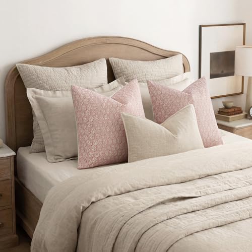 Decorative Floral Print Throw Pillow Covers 22×22 Light Pink (2 Count)