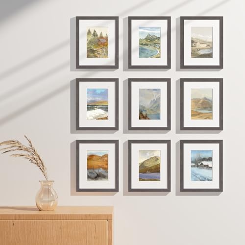 8x10 Picture Frames Set of 9 for Wall Mount & Tabletop (9 Count)