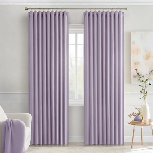 Lilac Back Tab Blackout Curtains 52x90 Inch Long 2 Panels Set (2 Count)