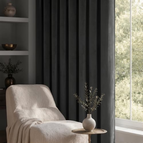 Grey Blackout Velvet Curtains Drapes 108 Inch Long 52"x108" Bedroom (2 Count)
