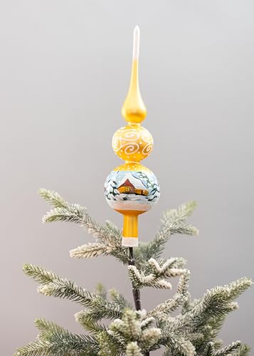 Crystal Finial Tree Topper Mouth Blown Traditional Tree Toppers Christmas Decorations Christmas Tree Topper Spire Hand Decorated Made in Poland