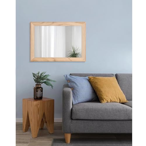 Rustic Mirrors for Wall Rectangle Wood Frame Mirror Decorative for Farmhouse Bedroom Bathroom Living Room Large 20"x16"