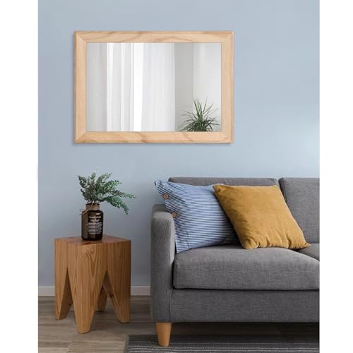 Rustic Mirrors for Wall Rectangle Wood Frame Mirror Large 26"x18" Decorative for Farmhouse Bedroom Bathroom Living Room Large