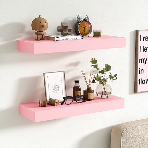 Pink Floating Shelves for Wall (2 Count)