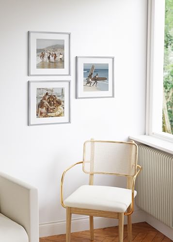 16x16 Silver Metal Picture Frames Matted to 12x12