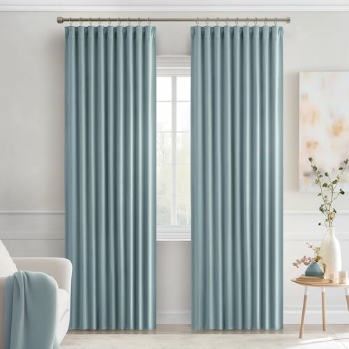 Slate Blue Back Tab Blackout Curtains 52x72 Inches Long 2 Panels Set (2 Count)