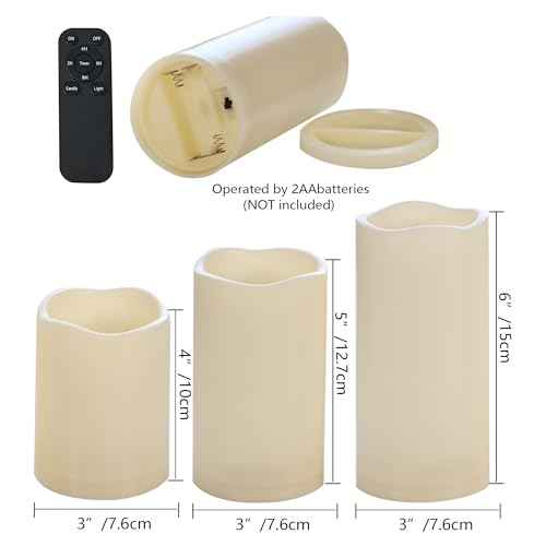 Christmas Outdoor Battery Operated Flameless LED Candles with Remote 6 Pack (6 Count)