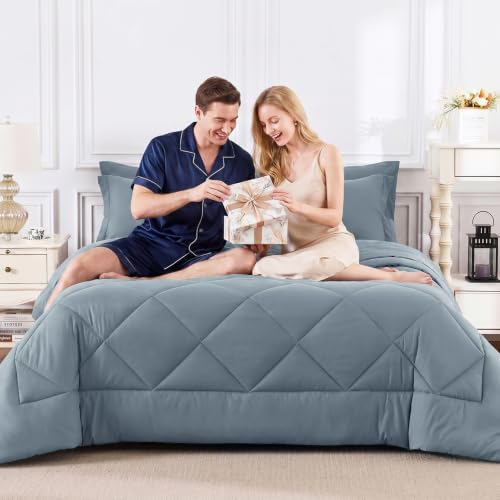 King Size Comforter Set Dusty Blue