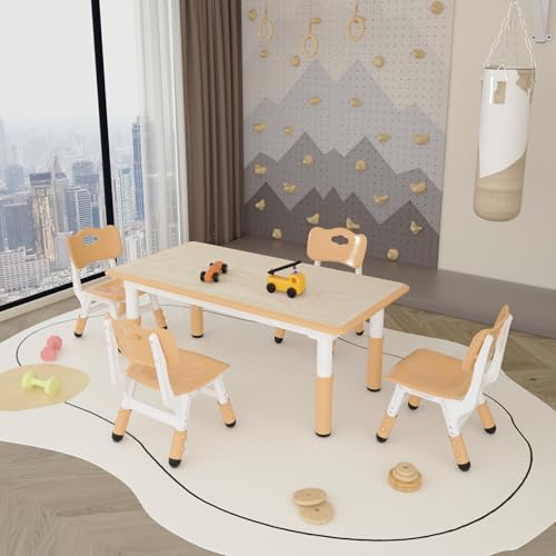Kids Study Table and 4 Chairs Set