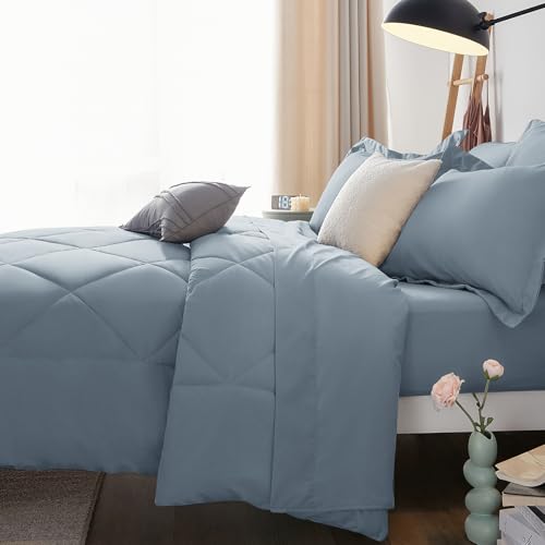 Oversized King Comforter Set Dusty Blue