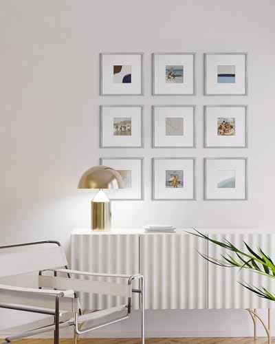 10x10 Silver Metal Picture Frames Matted to 5x5